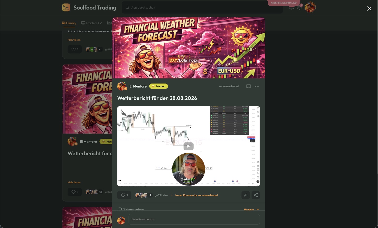 Täglicher Soulfood Trading Wetterbericht für Dollar und EUR-USD